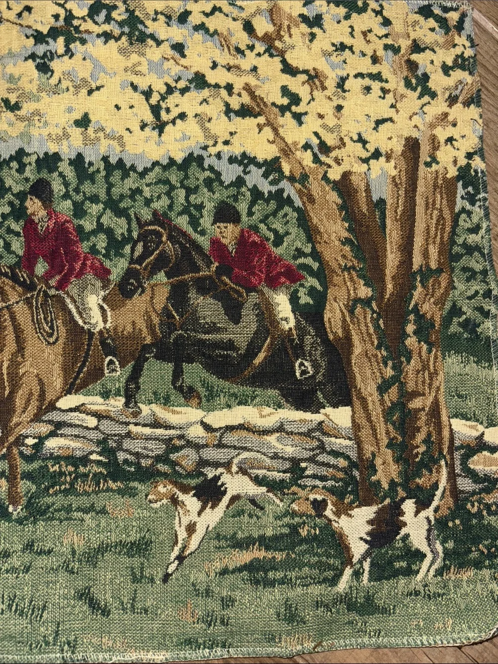 Vintage Equestrian Tapestry Panel